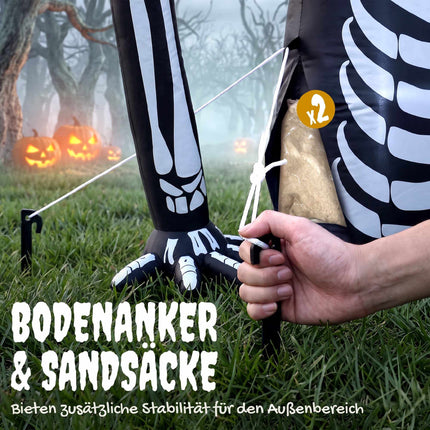 Schelet gonflabil de Halloween cu lumini LED, poliester 210T