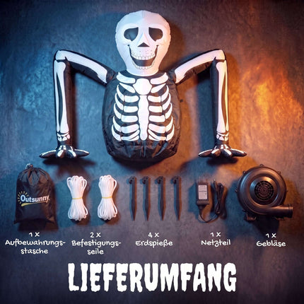 Schelet gonflabil de Halloween cu lumini LED, poliester 210T