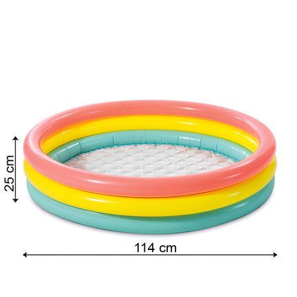 Piscină gonflabilă pentru copii, 114x25 cm, curcubeu, 3 inele