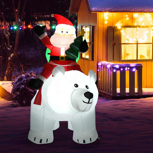 Urs polar gonflabil cu Moș Crăciun, decor de Crăciun cu LED-uri de 200 cm