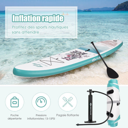 Placă SUP gonflabilă 320 cm, set rucsac cu pompă și vâsle