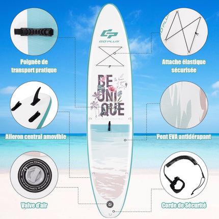 Placă SUP gonflabilă 320 cm, set rucsac cu pompă și vâsle
