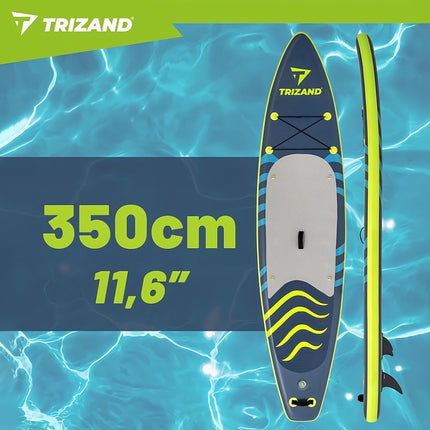 Inflatable SUP Board 350 cm with Adjustable Paddle, Pump, Backpack, Max 180 kg