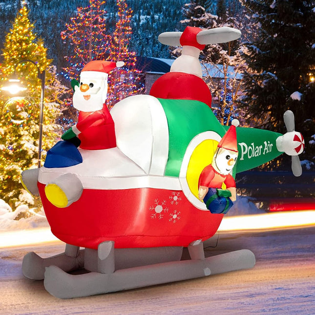Elicopter gonflabil cu Moș Crăciun, 180 cm, decor exterior cu LED-uri