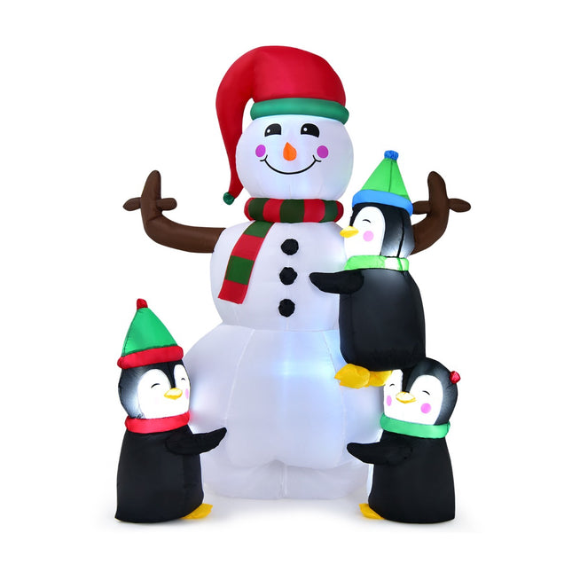 Om de zăpadă gonflabil cu pinguini, lumini LED, 180 cm