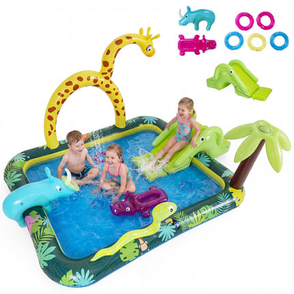 Centru de joacă gonflabil cu piscină Splash, tobogan și aspersoare