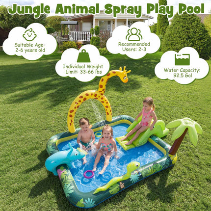 Centru de joacă gonflabil cu piscină Splash, tobogan și aspersoare
