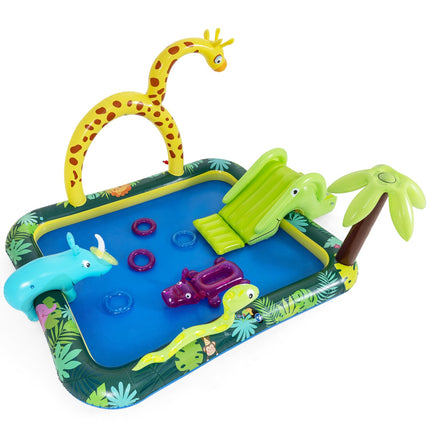 Centru de joacă gonflabil cu piscină Splash, tobogan și aspersoare