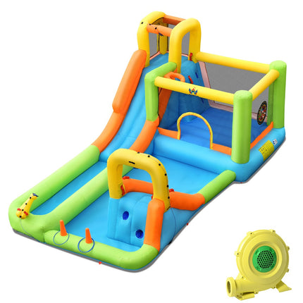 Casă gonflabilă pentru parc acvatic, tobogan, suflantă de 680 W
