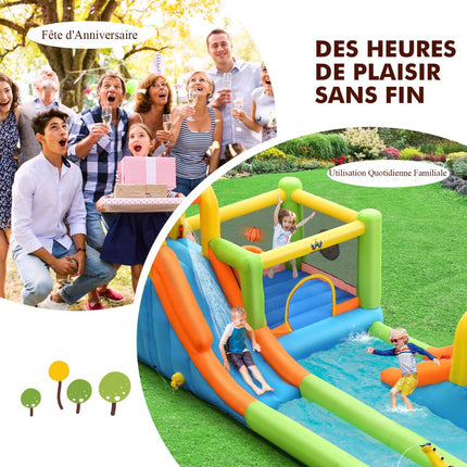 Casă gonflabilă pentru parc acvatic, tobogan, suflantă de 680 W