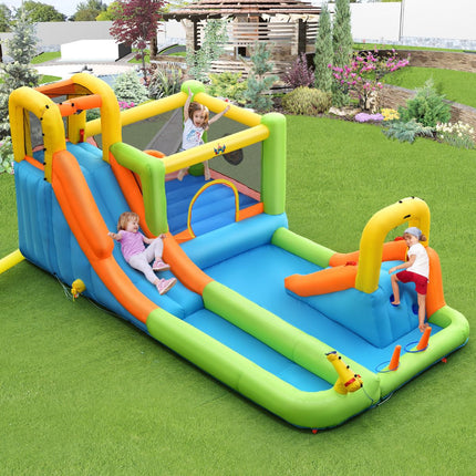 Casă gonflabilă pentru parc acvatic, tobogan, suflantă de 680 W