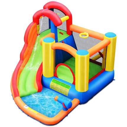 Casă gonflabilă pentru parc acvatic cu tobogan, piscină, suflantă