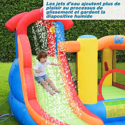 Casă gonflabilă pentru parc acvatic cu tobogan, piscină, suflantă