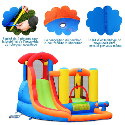 Casă gonflabilă pentru parc acvatic cu tobogan, piscină, suflantă