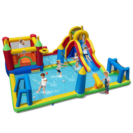 Parc acvatic gonflabil cu tobogan, piscină, perete de cățărat