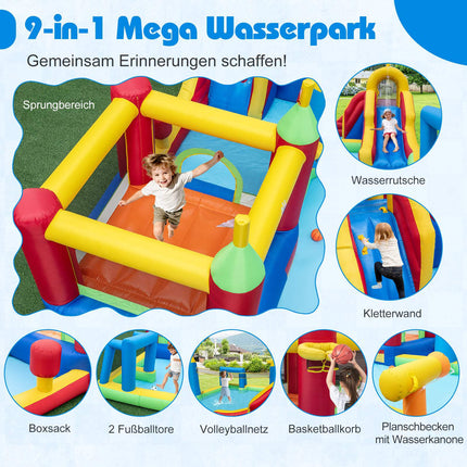 Parc acvatic gonflabil cu tobogan, piscină, perete de cățărat
