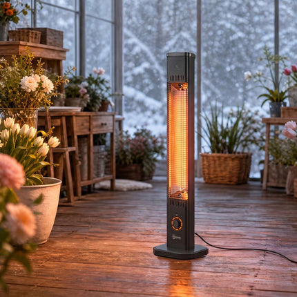 Încălzitor de terasă cu infraroșu 2000W, fibră de carbon, telecomandă