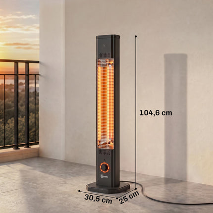 Încălzitor de terasă cu infraroșu 2000W, fibră de carbon, telecomandă