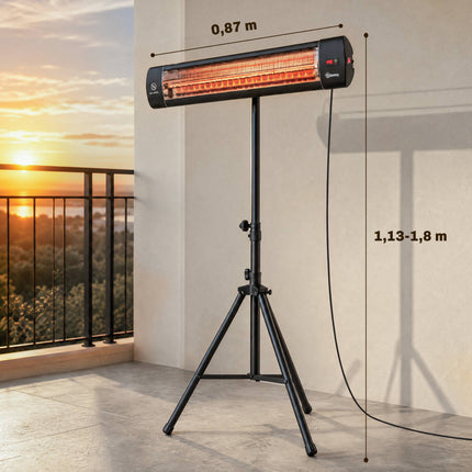 Încălzitor de terasă cu infraroșu 2500W, suport reglabil, telecomandă
