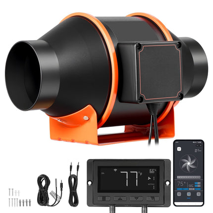 Inline Duct Fan 4 Inch, 205 CFM EC Motor, App Control