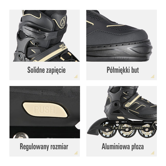 Patine in linie, negru-bej, marimea M
