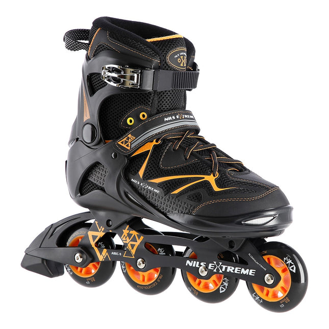 Patine in linie, negru/portocaliu, marimea 42