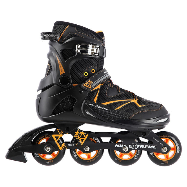 Patine in linie, negru/portocaliu, marimea 42