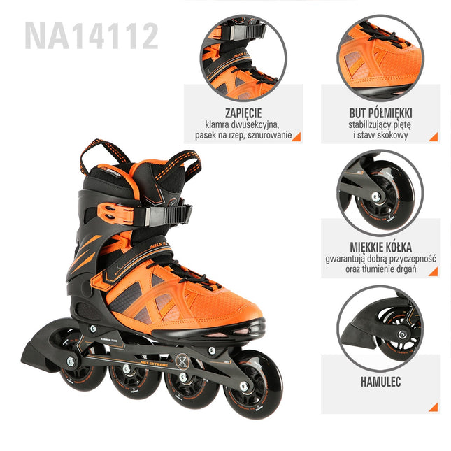 Patine in linie, negru-portocaliu, marimea 42