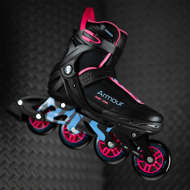 Patine in linie, negru/roz, marimea 44
