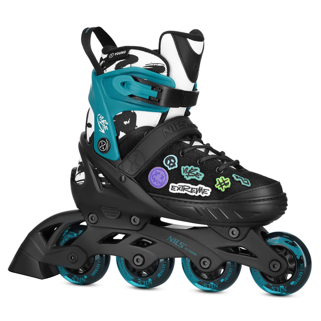Patine inline, turcoaz, mărimea M (37-40), rulmenți ABEC-5