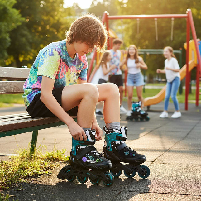 Patine inline, turcoaz, mărimea M (37-40), rulmenți ABEC-5