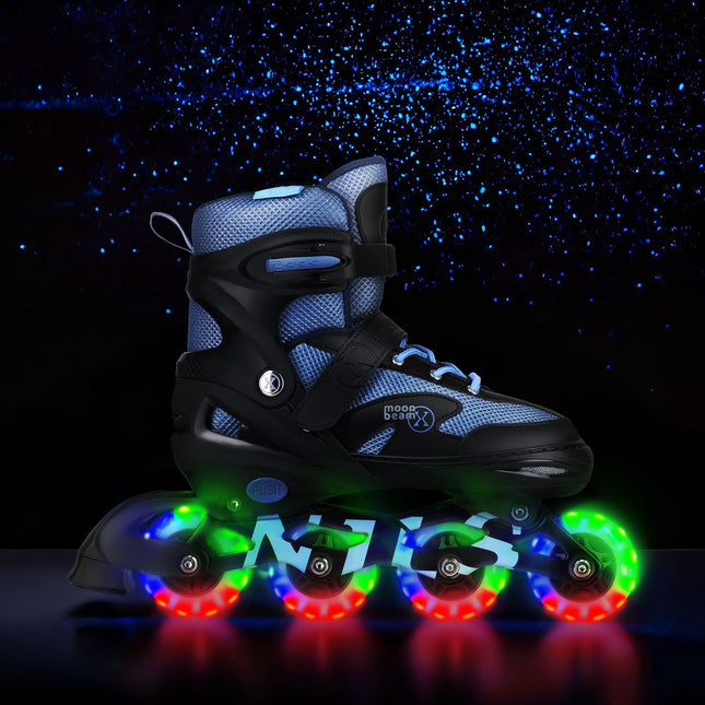 Patine in linie cu LED, protectoare, albastru, marimea S (31-34)