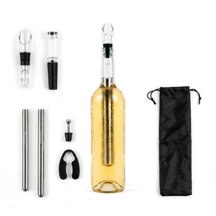 InnovaGoods Chillour 7-Piece Wine Set with Chilling Rods, Aerator
