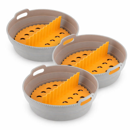 InnovaGoods Foldable Air Fryer Baskets with Dividers, Pack of 3, Silicone