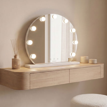 InnovaGoods Gloette Round Hollywood Vanity Mirror, 9 LED Bulbs, White