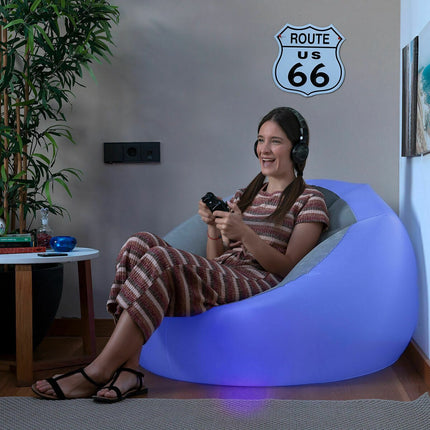 InnovaGoods Inflatable Armchair and Seat with RGB LED, Remote Control, Grey