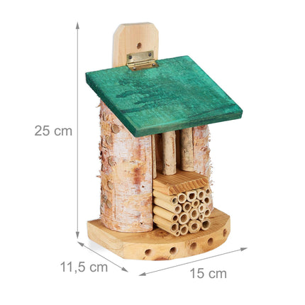 Hotel cu insecte pentru albine cu acoperiș verde