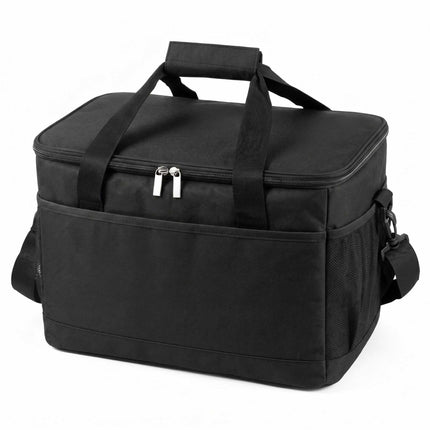 Insulated Cool Bag with Shoulder Strap and Two Handles, Leak-Proof, Black