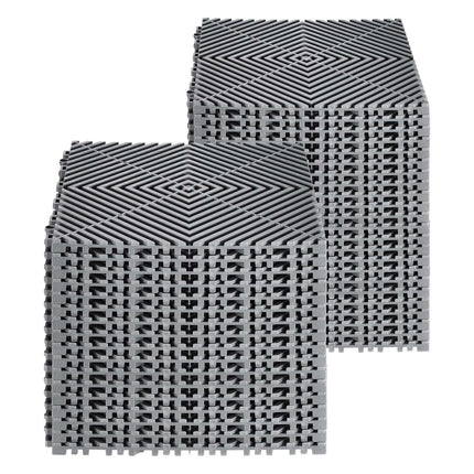 Interlocking Drainage Floor Tiles, 12x12, 40-Pack Gray PP