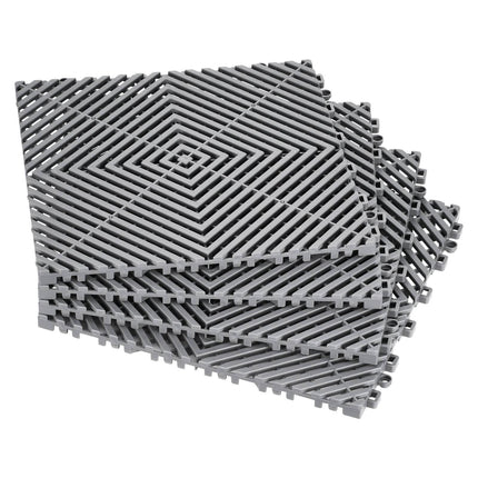 Interlocking Drainage Floor Tiles, 12x12, 40-Pack Gray PP