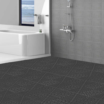 Interlocking Drainage Floor Tiles, PVC, 55-Pack, Black