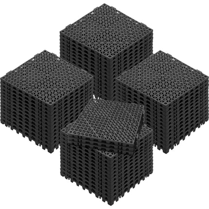 Interlocking Drainage Floor Tiles, PVC, 55-Pack, Black