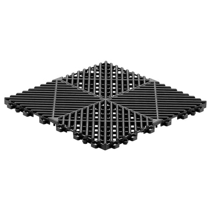 Interlocking PP Drainage Floor Tiles, 310mm, 55 Pack, Black