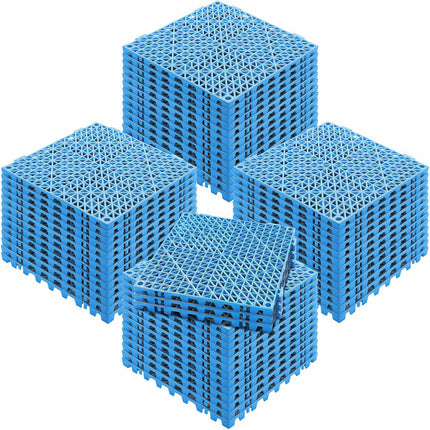 Interlocking PVC Drainage Floor Tiles, 55 Pack, Blue