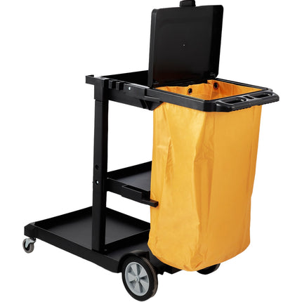 Janitorial Cleaning Cart, 3-Shelf, 200 lb, 25 Gal Bag