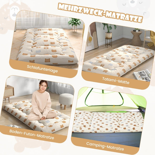 Saltea japoneză futon, 90x200 cm, husă lavabilă, maro
