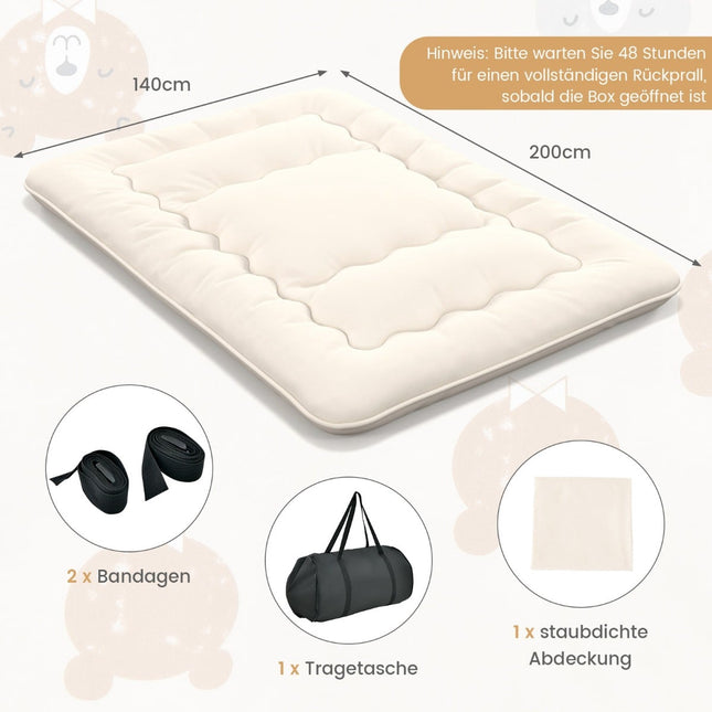 Saltea japoneză Futon, covoraș tatami, bej, 140x200 cm