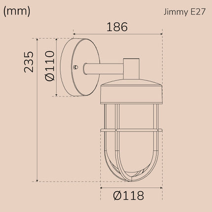 Jimmy Wall light E27 socket IP44 White