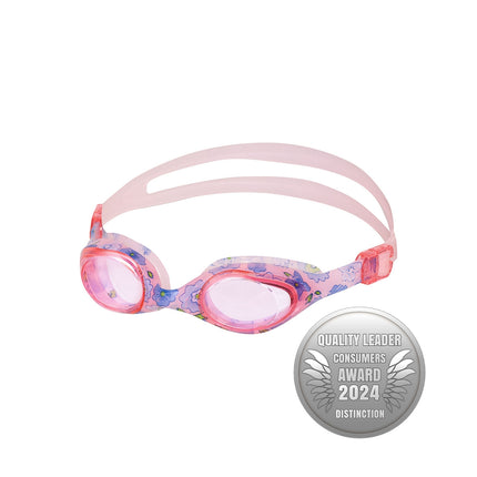 Ochelari de înot pentru juniori, design cu flori roz