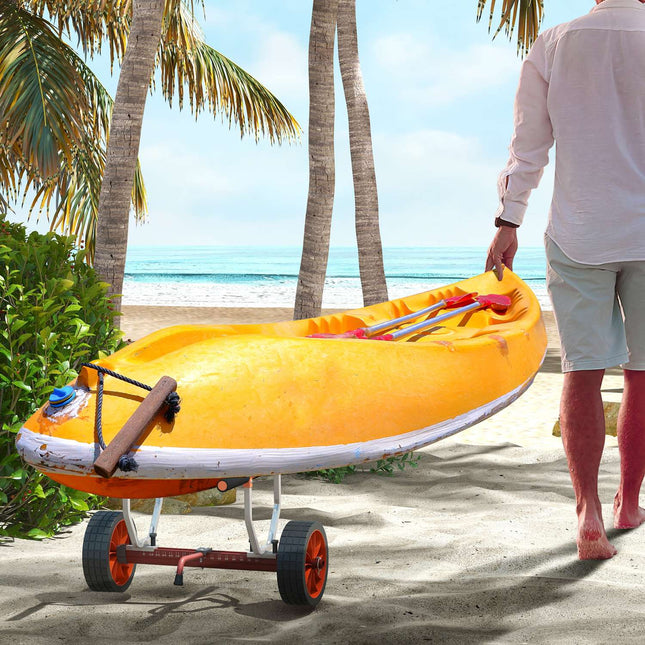 Cărucior pentru caiac Cărucior pentru canoe Cărucior reglabil pentru barcă Cărucior pentru surf Remorcă pentru barcă cu cureaua de tensionare, cărucior de transport pentru canoe, verde + negru